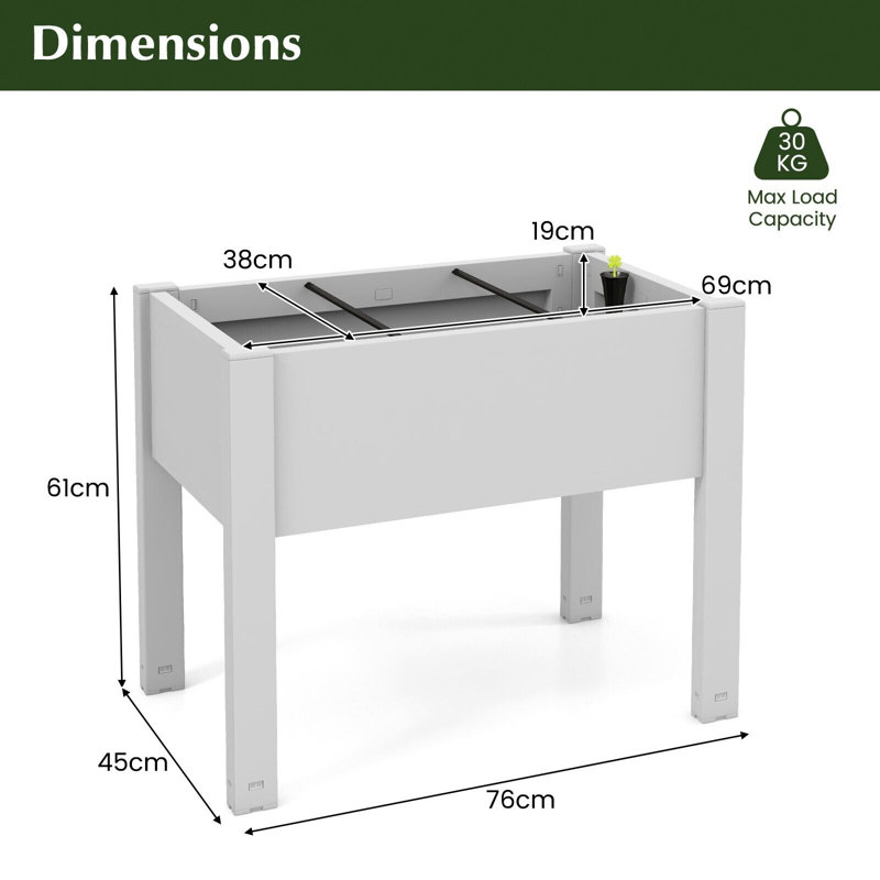 Carreira Elevated Planter, White