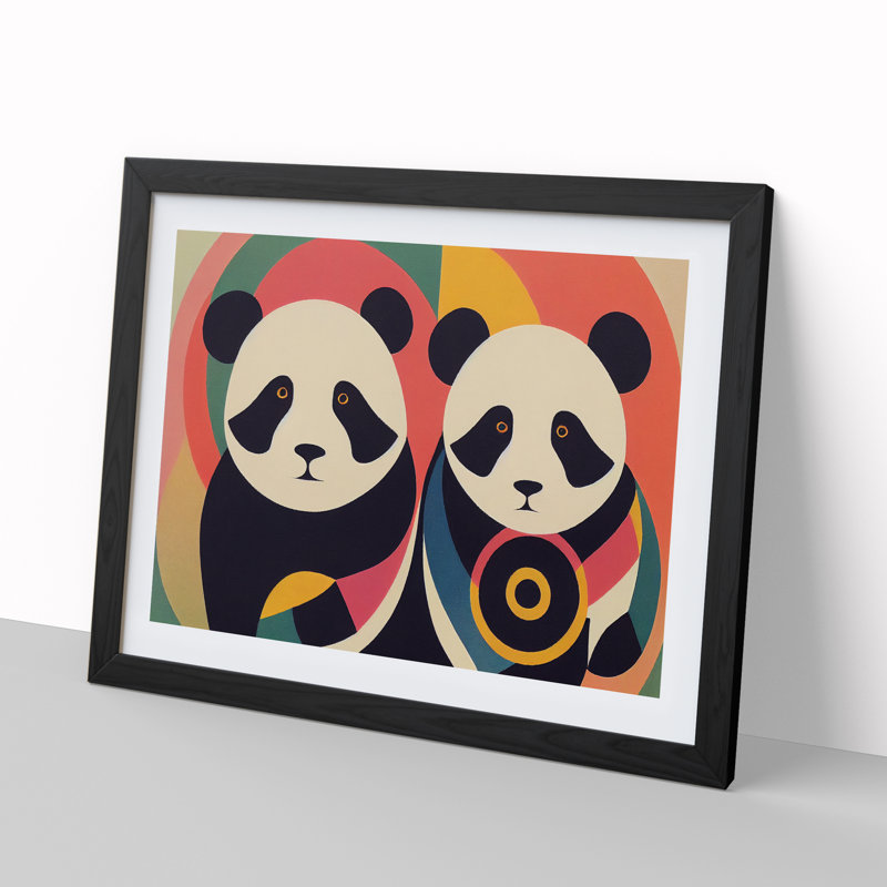 Abstract Pandas Vol.2 - Framed Print, Black, 46cm H x 64cm W x 2cm D