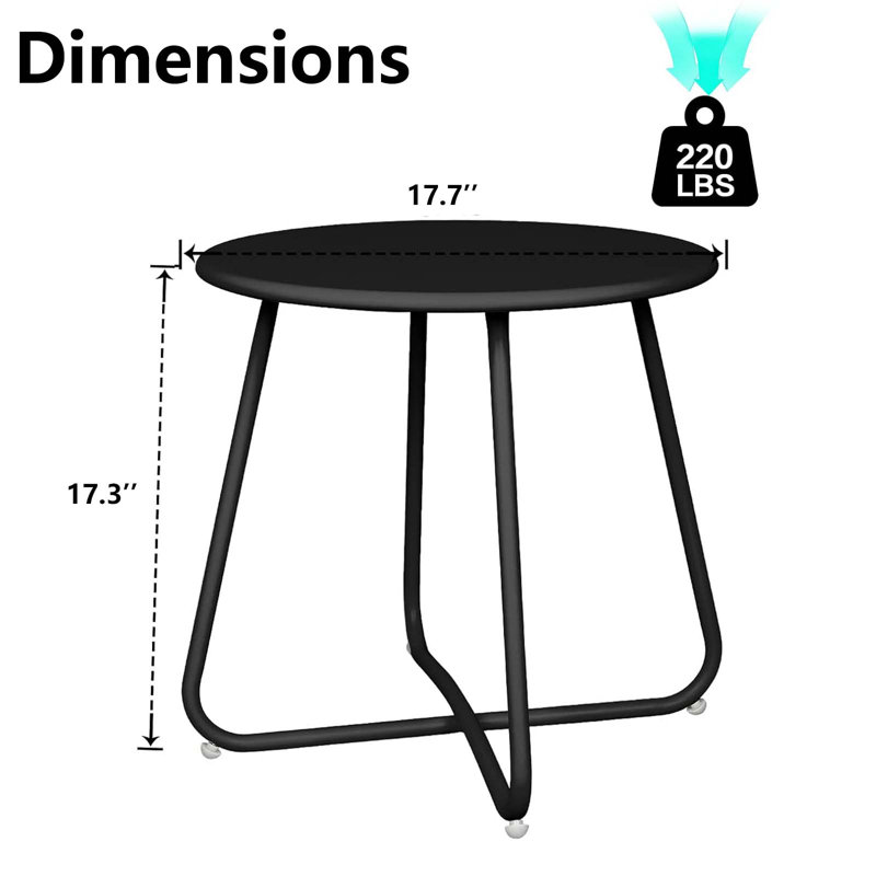 Tables d'appoint rondes en métal, Noir