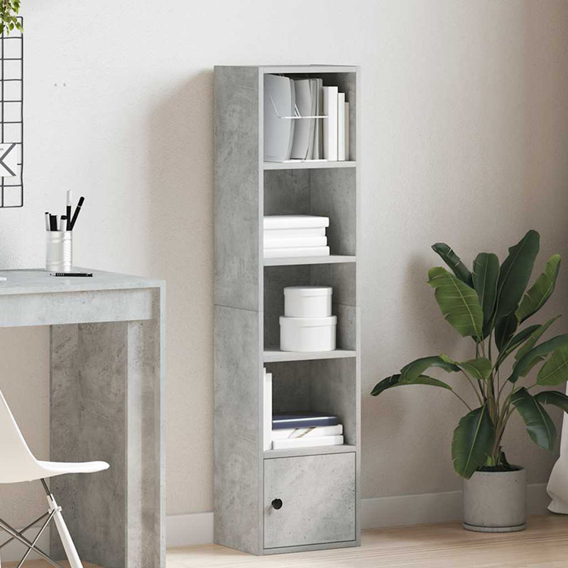 Conary 31cm W Bookcase, (5 Shelves) 127cmH x 31cmW x 24cmD, Concrete Grey