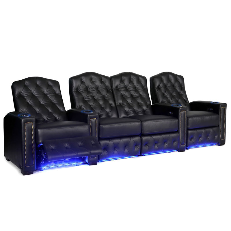 Regal HR Series Upholstered Microfiber / Microsuede and Top Grain Leather Power Reclining Home Theater Seating with Cup Holder