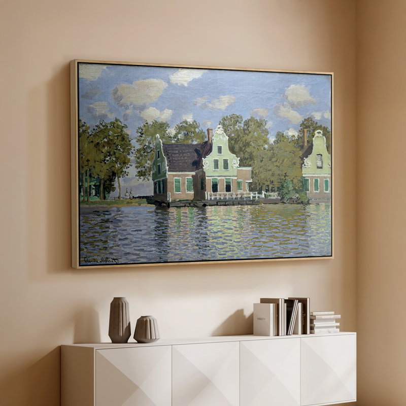 Maisons sur la rivière Zaan à Zaandam, 1871 - Claude Monet, toile tendue avec châssis, 26 x 40, Naturel
