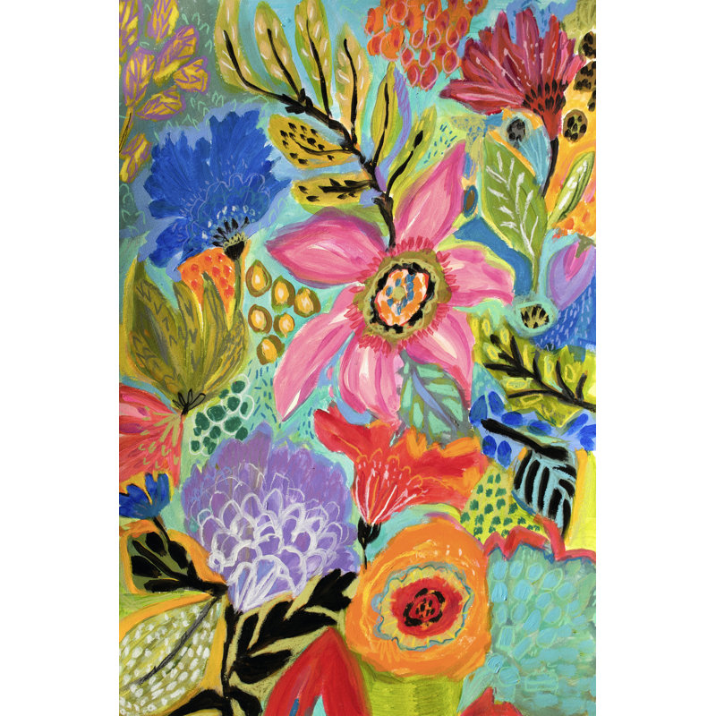 Secret Garden Floral II 1 Piece Wrapped Canvas Painting, 30cm H x 20cm W x 3.8cm D