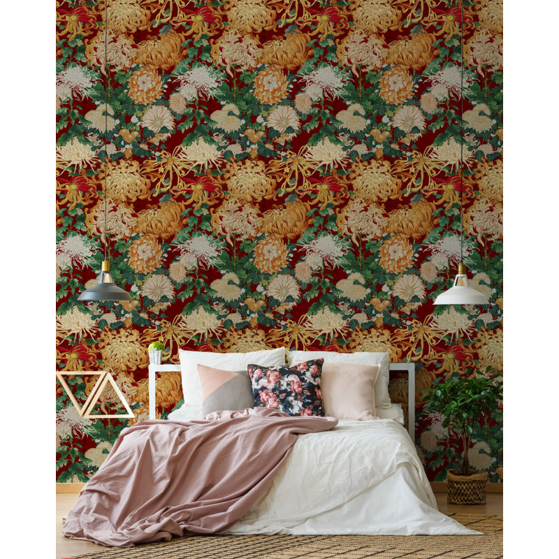 Florilegium Floral Wallpaper Roll, Green/Red/Yellow