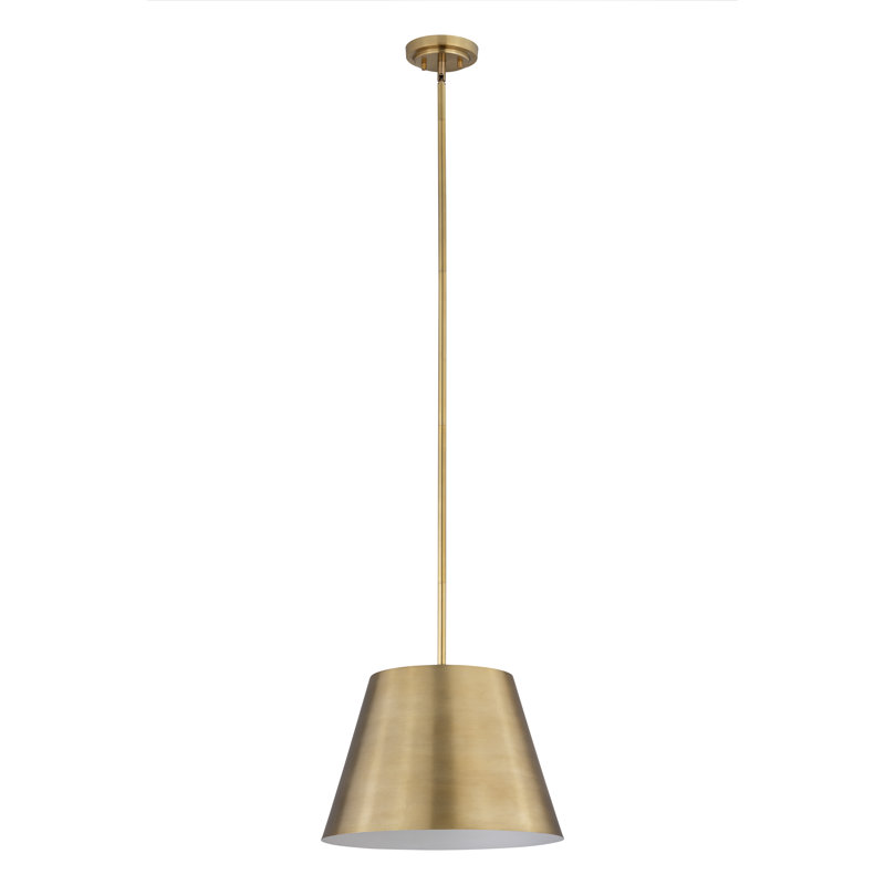 Luminaire suspendu à 1 lumière Wolleik, Laiton frotté, H 94,5 po x l 18 po x P 18 po
