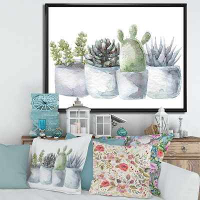 «Cactus and Succulent House Plants I», reproduction encadrée sur toile