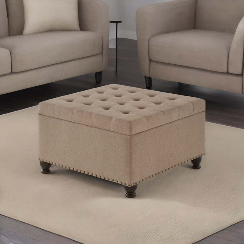 Brextyn Faux Leather Ottoman, Khaki Faux Leather