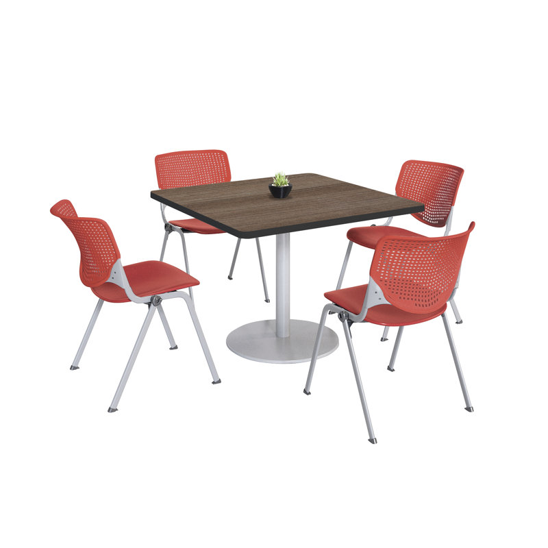 Ensemble de table de salle à manger et de chaise Kool Mode, Teck, H 29 po x L 36 po x l 36 po, Corail