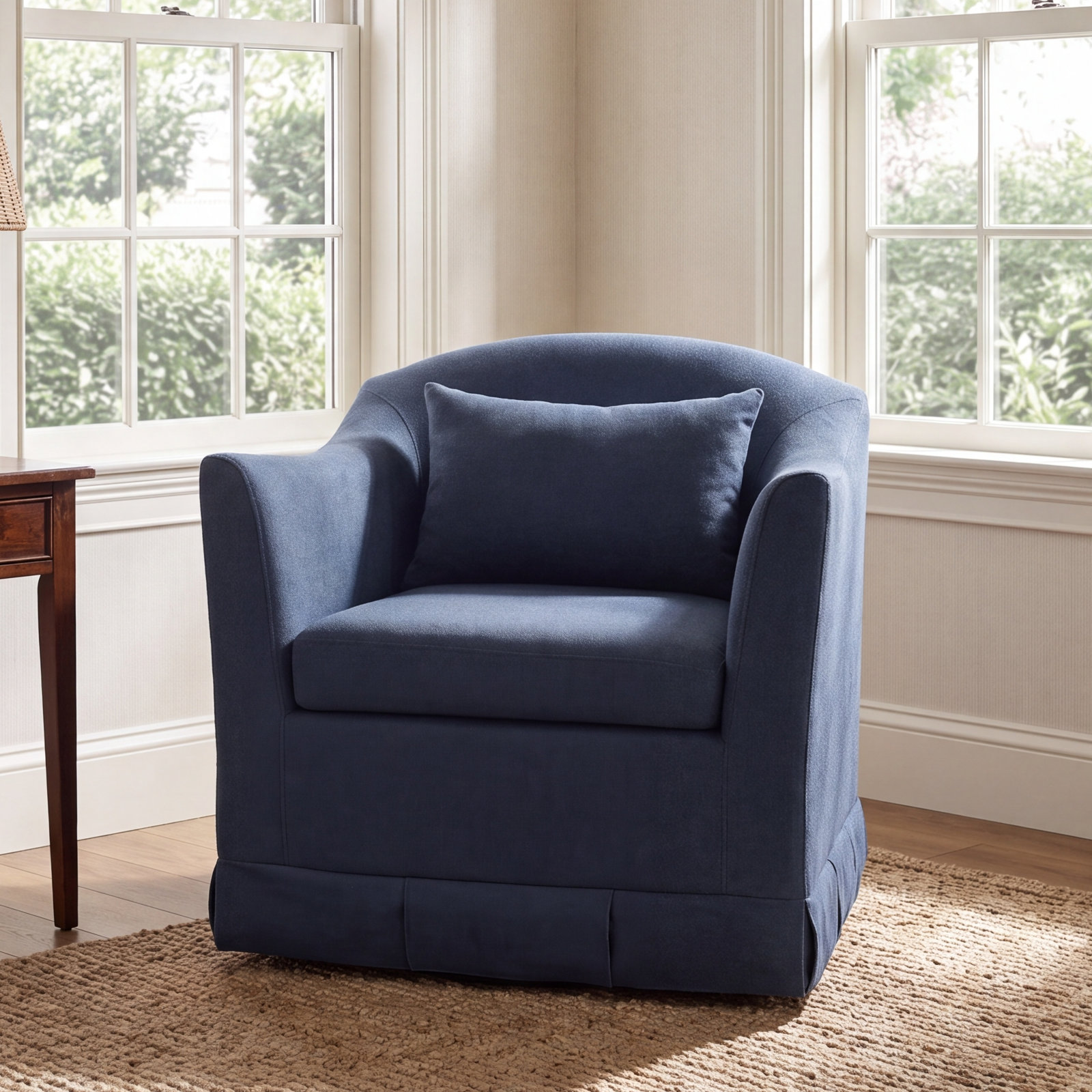Mcgee Swivel Chair, Navy Polyester