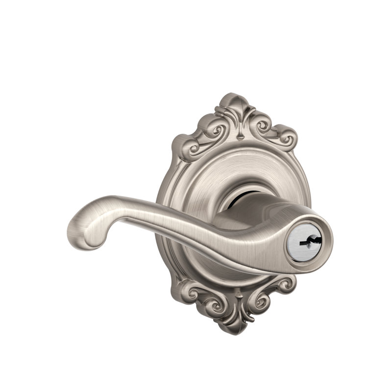 Flair Lever with Brookshire Trim Keyed Entry Lock, Satin Nickel, Yes, Keyed Alike