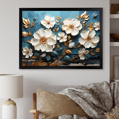 White And Gold Charming Spring Flower Blooms I - Flowers Wall Art