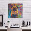  «Pug In The Rain» par Rich Monet, art mural sur toile, 18 po x 18 po