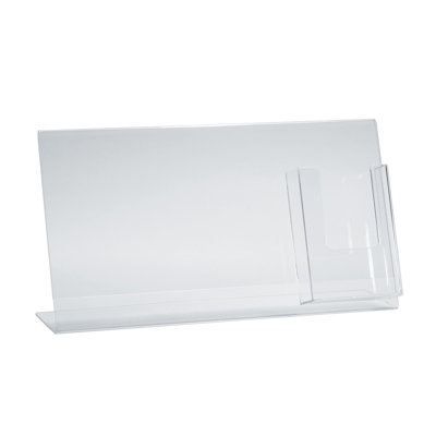 Porte-affiche en L avec poche à trois volets: l 11 po x H 8,5 po. Dimensions totales du cadre: l 16 po x H 8,5 po, paquet de 2