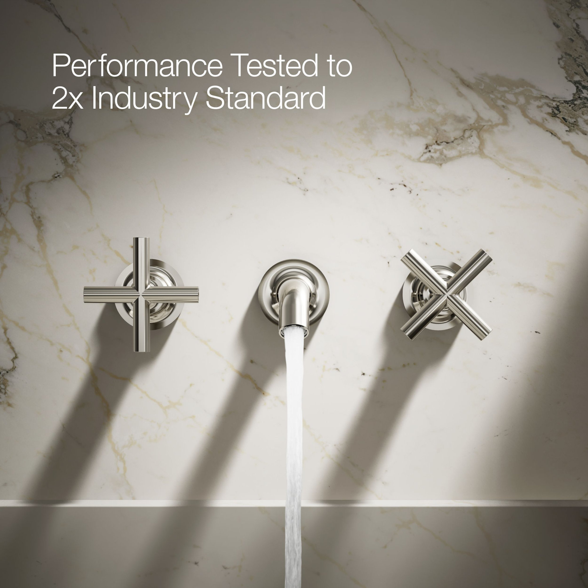 Purist Wall-Mounted Bathroom Faucet, Vibrant Polished Nickel, Cross Handle