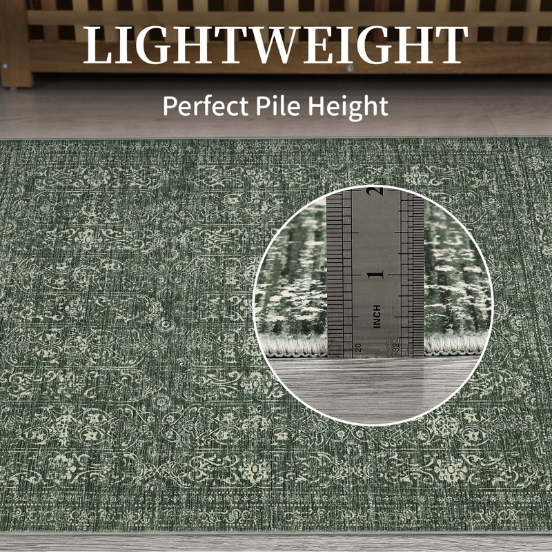 Tapis rétro pour salle de bain Tapis de salle à manger, Vert, Rectangle 5 pi x 7 pi