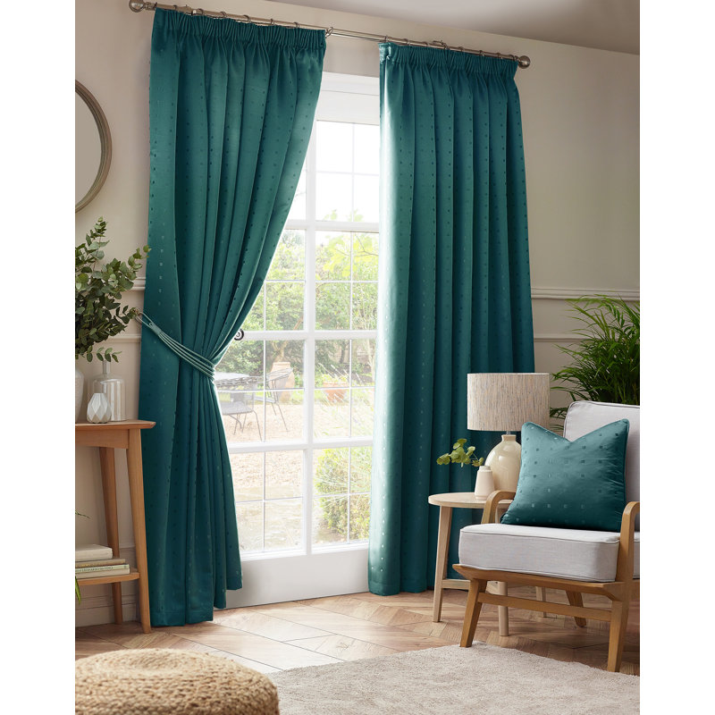 Norush Madison Pencil Pleat Curtains, Teal, 229cm Width x 274cm Drop