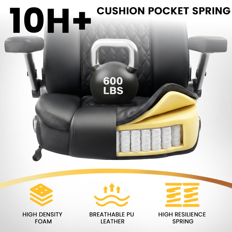 Big And Tall Office Chair With Adjustable 5d Flip Arms＆lumbar Support