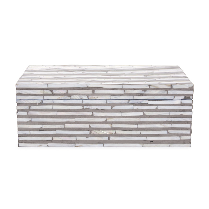 Boîte décorative en nacre Omega, H 5 po x l 14 po x P 8 po