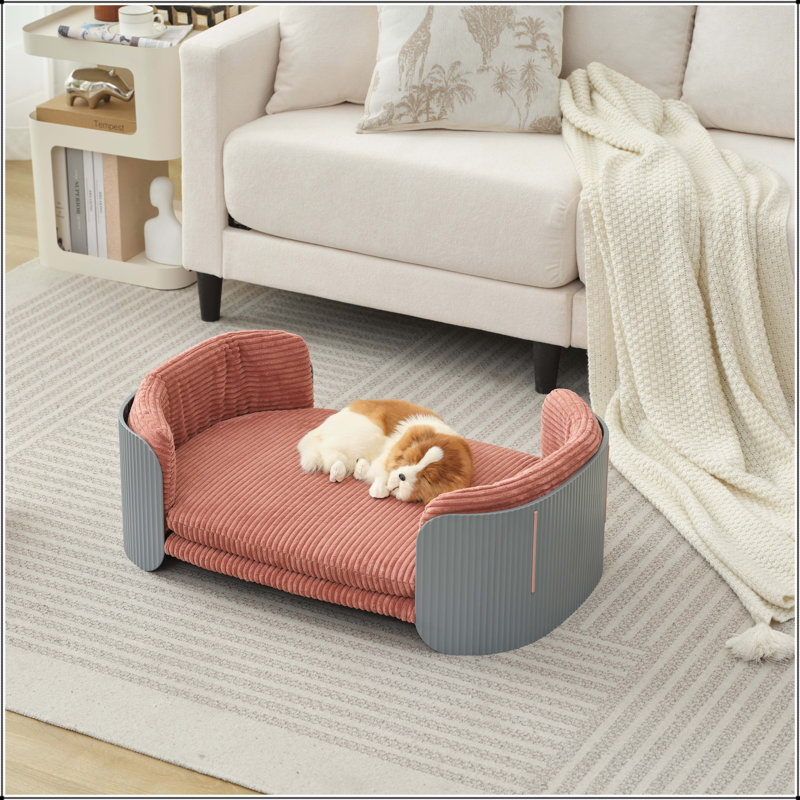 Lit pour animaux de compagnie, Chats gris / roses, H 10,23 po x l 33,46 po x P 20,07 po