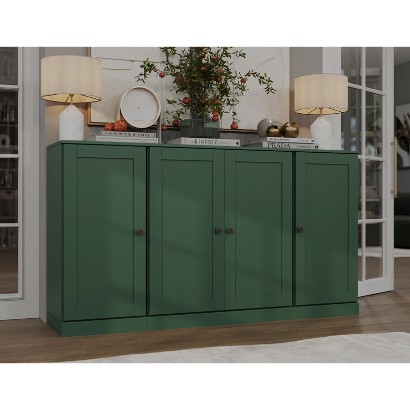 Palace Imports 100% Solid Wood 65" Sideboard with Shaker Doors, 2-Drawers & Adjustable Shelves, Green