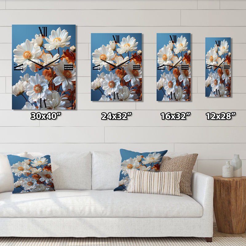 Horloge murale moderne Bambeli - Daisies, Grand