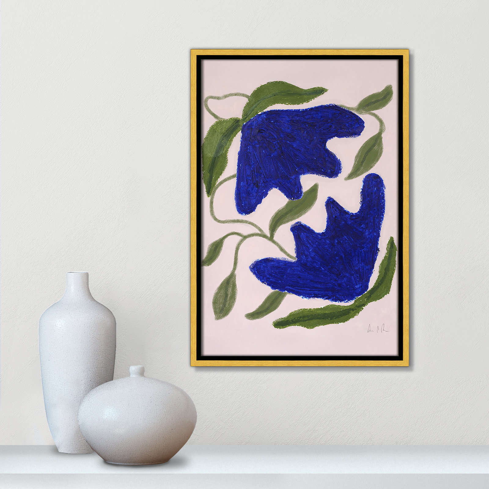 Colette "Blue Anemones No. 02" Print, 19.5" H x 13.5" W, Gold