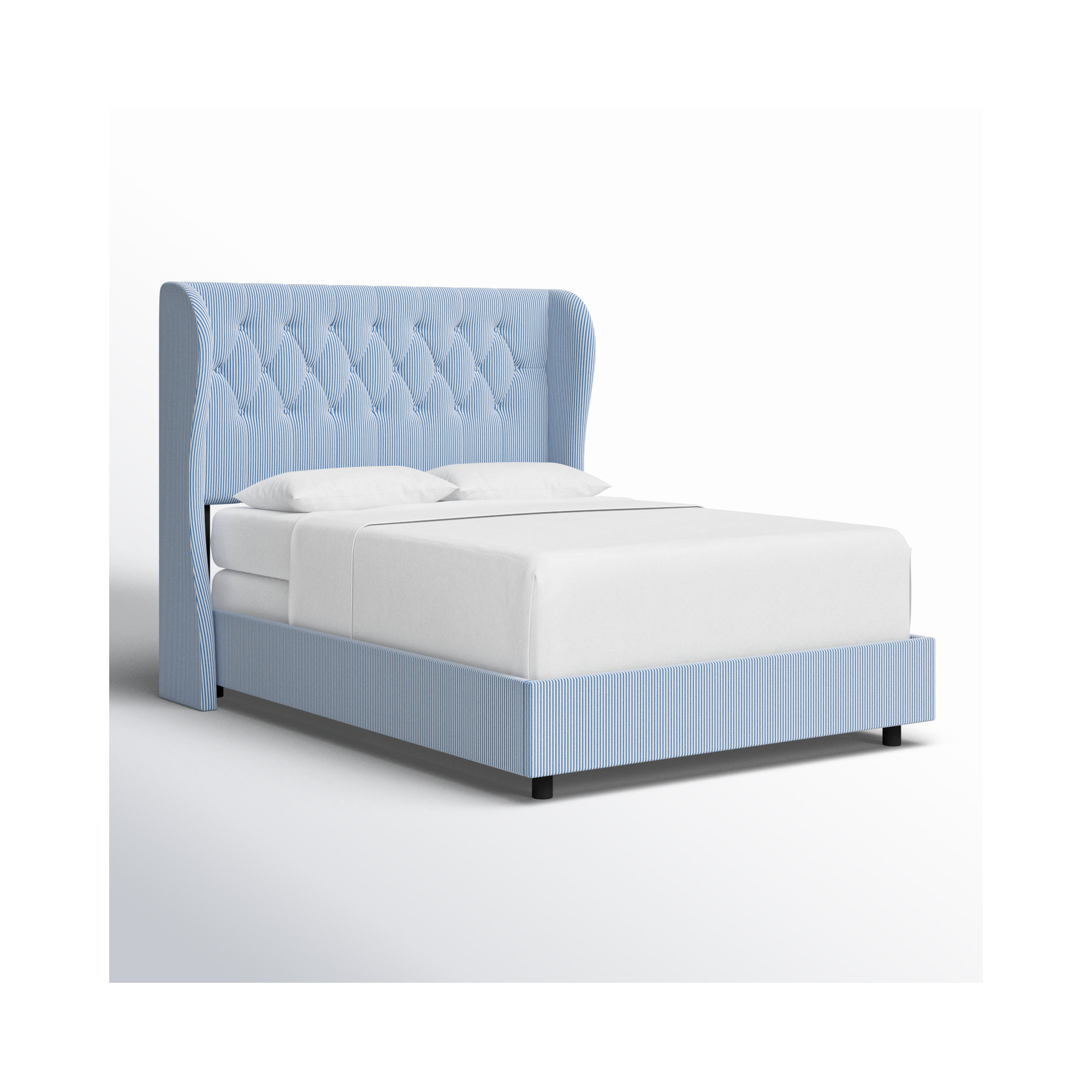 Tomey Upholstered Wingback Bed, Queen, Shaana Indigo
