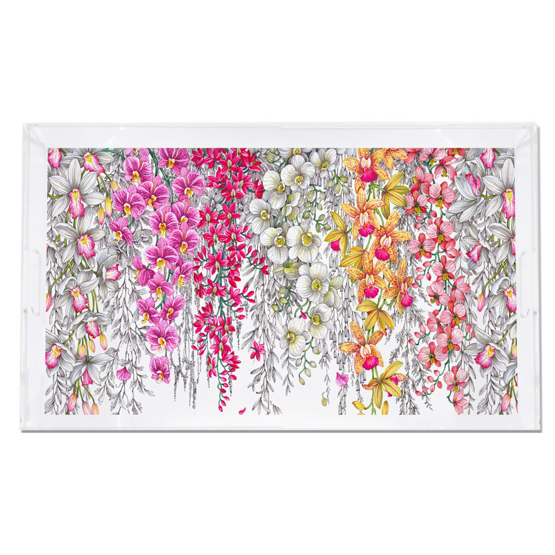Orchid Garden Acrylic Rectangle Decorative Tray, Original