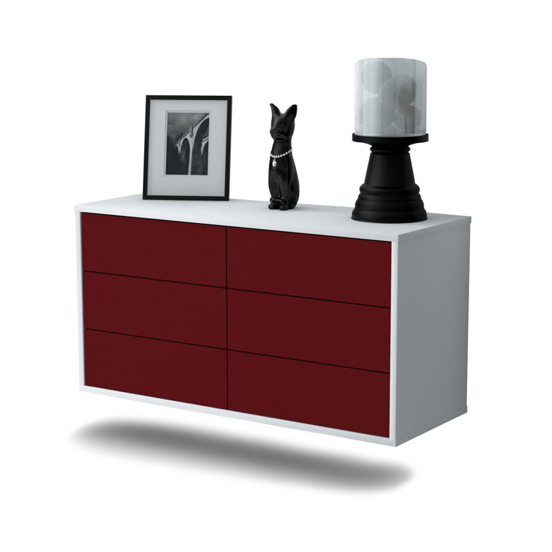 Cossette Unfinished Floating TV Stand, Red
