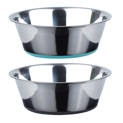 Deep Stainless Steel Anti-Slip Dog Bowls - 2-Pack