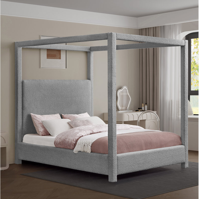 Denn Donnelly Bed, King, Grey Boucle Fabric