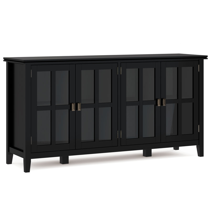 Black Solid Wood 66'' Traditional Sideboard with Adjustable Shelving