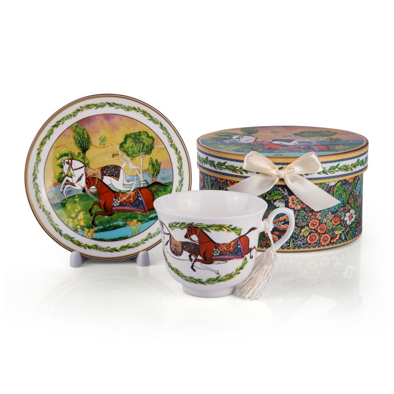 Tasse à thé et soucoupe en porcelaine Saphia