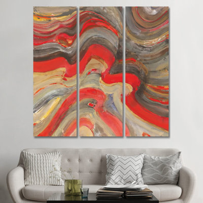 «Floating Lava Red», ensemble d'art mural sur toile tendue (ensemble de 3)