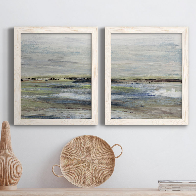 Wetlands I - ensemble de 2 peintures sur toile encadrées, H 31,5 po x l 47 po x P 1,5 po, Blanc
