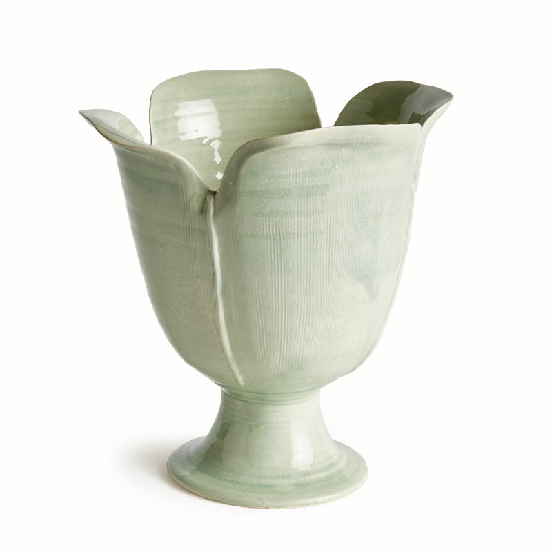 Rachana Handmade Ceramic Table Vase, 16" H x 15" W x 15.5" D, Celadon