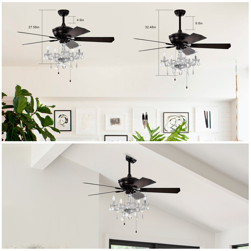 Clayton Crystal Ceiling Fan with Lights & Remote Control (Bulb Not Included)