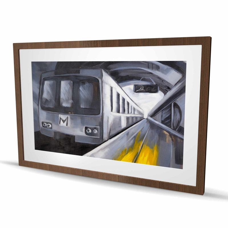 Subway - reproduction mat contemporaine encadrée pour la décoration, H 24 po x l 36 po, Brun