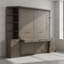 Grand lit pliable grand format avec bureau, tablettes de rangement et armoires, comprenant un lit mural dissimulé-284057666