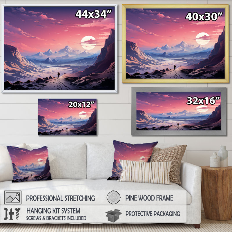 «Space Desert Dreamscape Roseat Sky II», art mural paysages spatiaux, Toile tendue, H 30 po x l 40 po x P 1,5 po