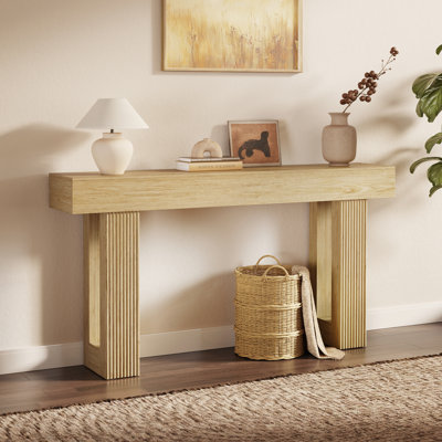 Table de véranda en bois avec console de 63 pouces