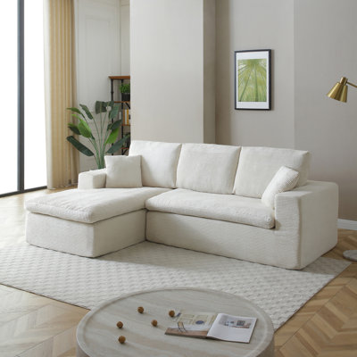 102" W Corduroy Sectional Sofa No Assembly, All High-Density Foam L-Shaped Couch by Latitude Run