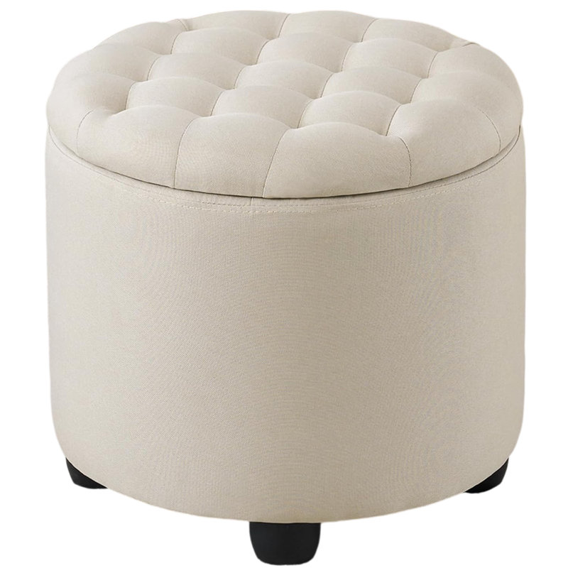 Repose-pieds moderne avec rangement et pouf en lin 18,75 po avec rangement caché pour le salon, la chambre à coucher