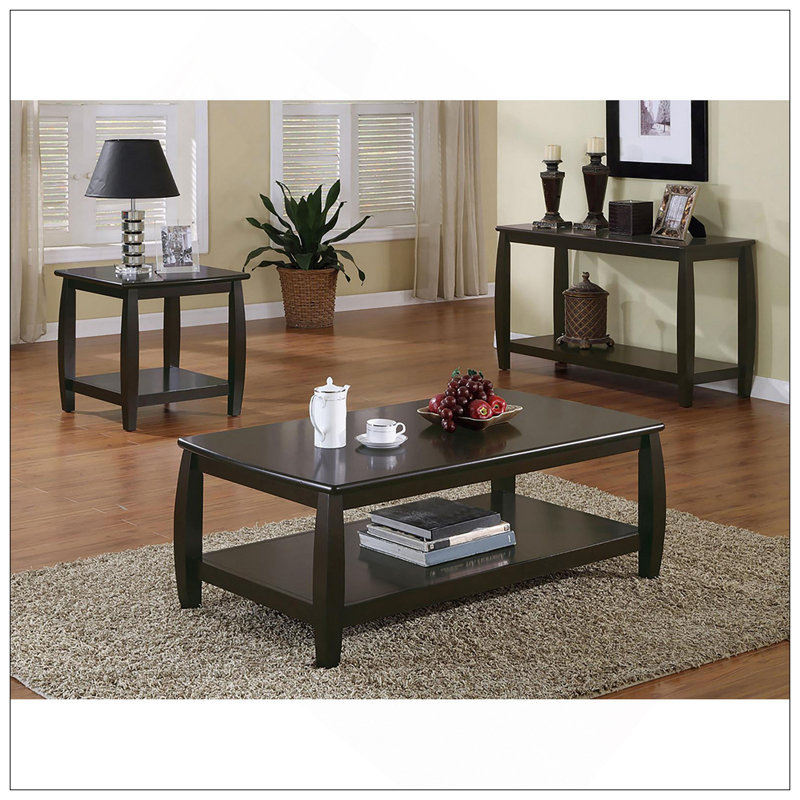 Table de canapé rectangulaire Cappuccino, Noir