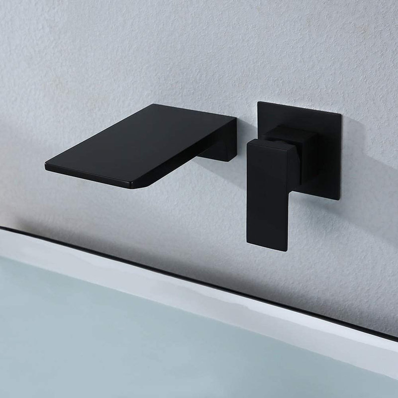 Waterfall Wall Mounted Bathroom Faucet, Matte Black