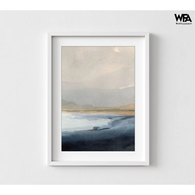 Impression de peinture de paysage bleu marine, art mural encadré plage, paysage mural, impression d'art Nature, impression eau bleue, art mural encadré