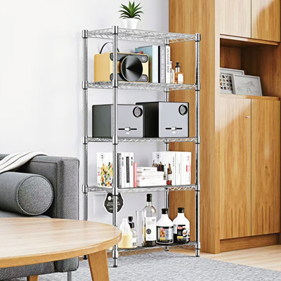 5 étagères en acier d'une capacité de 1250 lb, P 13,8 po x l 23,6 po x H 62,4 po, multifonctionnelles pour le balcon, le garage et l'unité à usage domestique, pour la maison, la cuisine, l'organisation de garage