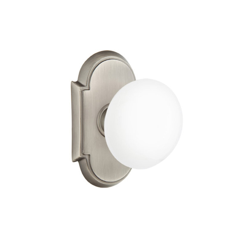 Privacy Door Knob with Arch Rosette, Pewter