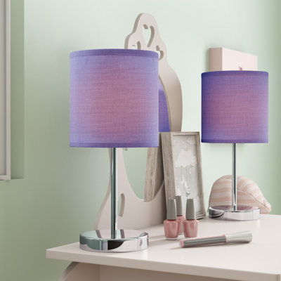 Amandev Simple Designs Mini Basic Table Lamp with Drum Fabric Shade