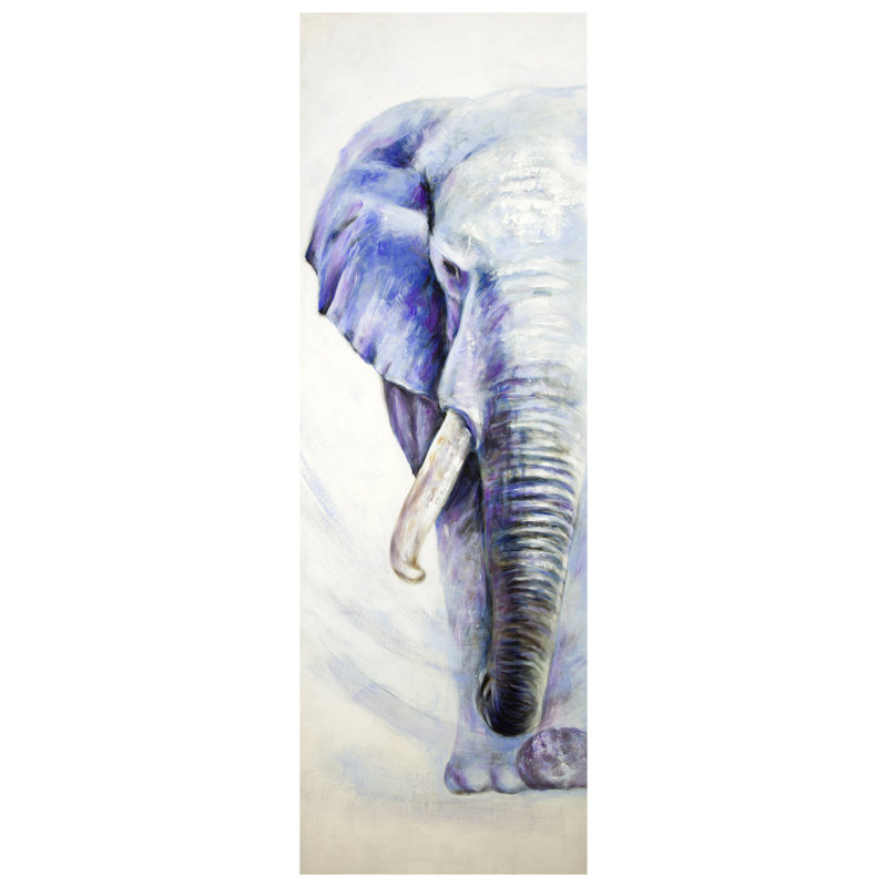 «Gray and Blue Elephant», reproduction d'art sur toile panoramique, H 60 po x l 20 po x P 1,5 po